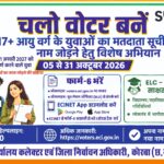 मतदाताओं के पंजीकरण के लिए 5 अक्टूबर 2026 से 31 अक्टूबर 2026 तक चलेगा विशेष अभियान