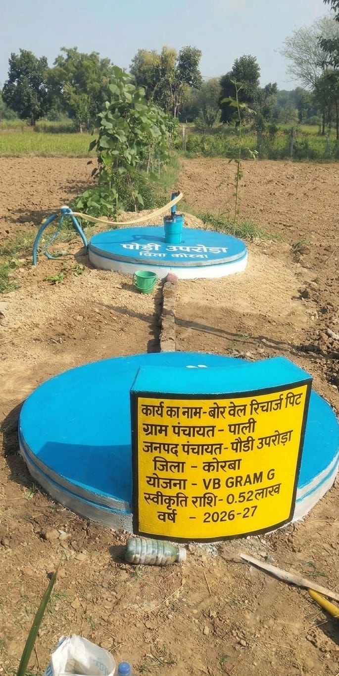 कोरबा जिले में भूजल स्तर बढ़ाने के लिए बनाए जा रहे 234 बोरवेल रिचार्ज सैंड फिल्टर पिट